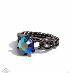 Paparazzi Blue and Black Opal Ring with Vintage Design Authoritative Ability